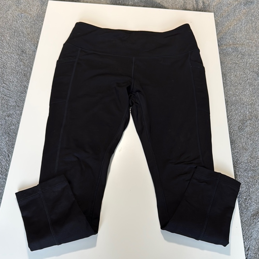 Large Black High-Waisted fleece lined Leggings